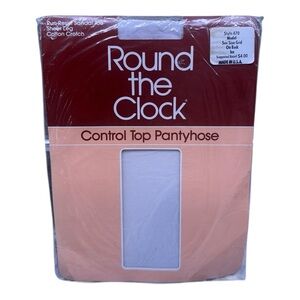 Vtg Round The Clock Run-Resist Sandal Toe Control Top Pantyhose 470 Model Ice